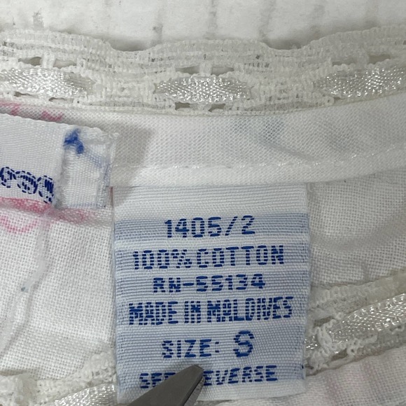 Lewis Frimel White‎ Pintuck Front Floral Lace Trim Cotton Nightgown Womens Sz S - Picture 6 of 6